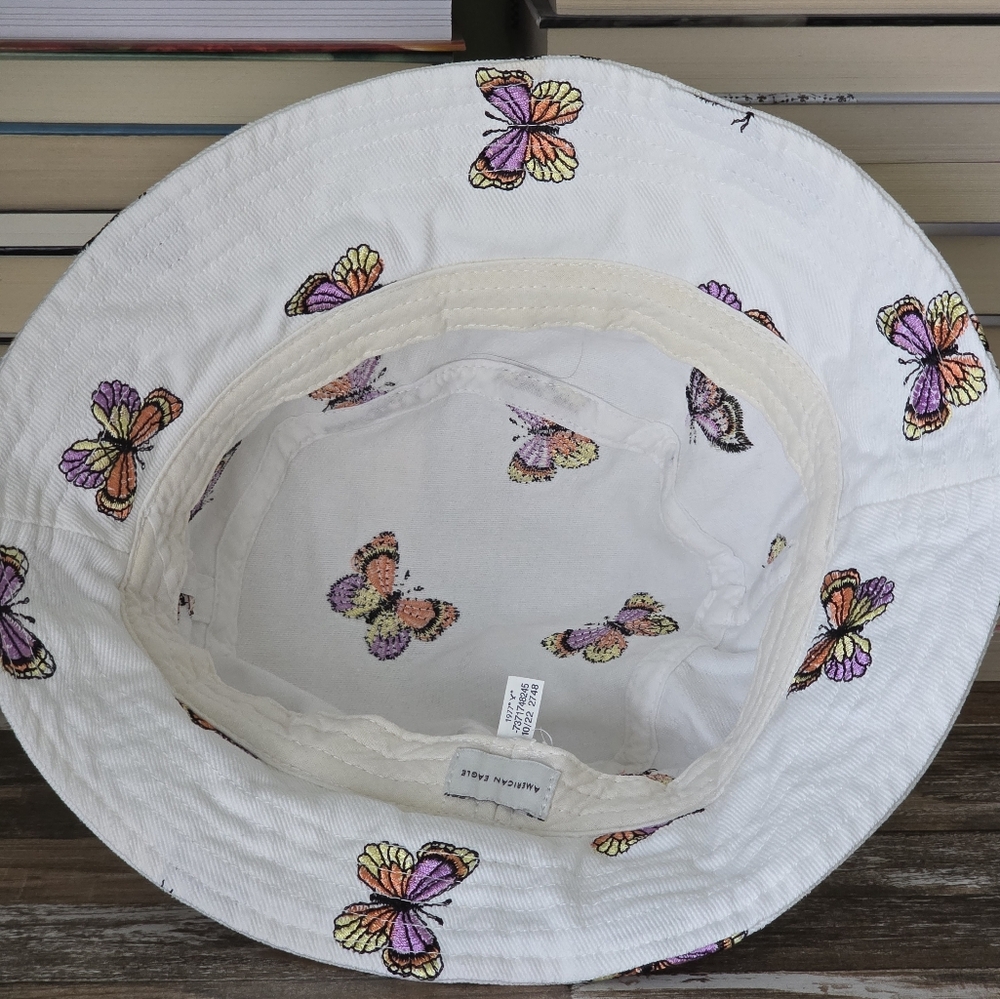 American Eagle Outfitters Cream Hat with Butterfly Design - Picture 4 of 4